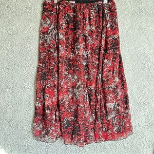 Ruby Rd Petite Floral Red and Black Women's Skirt Elastic Waist